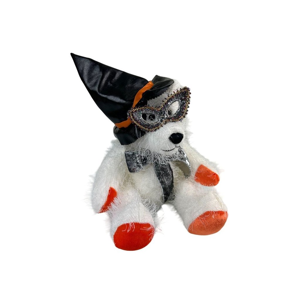 DANDEE Halloween Witch Masquerade Mask Plush Teddy Bear Decor Toy Long Hair READ